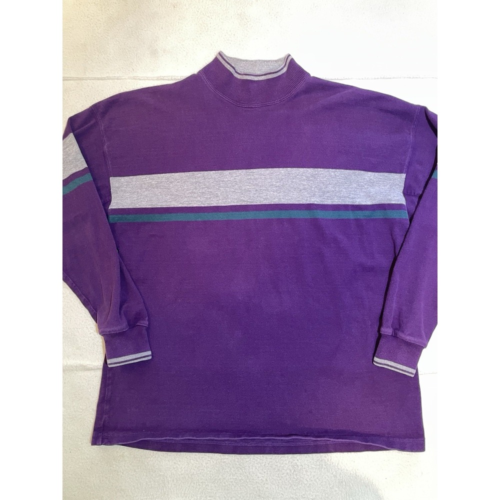 Vintage LL Bean Rugby Shirt Mens Size XL Mock Neck Long‎ Sleeve Striped USA Made